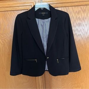 Ovi Classic Black Blazer with Gold Zipper Details